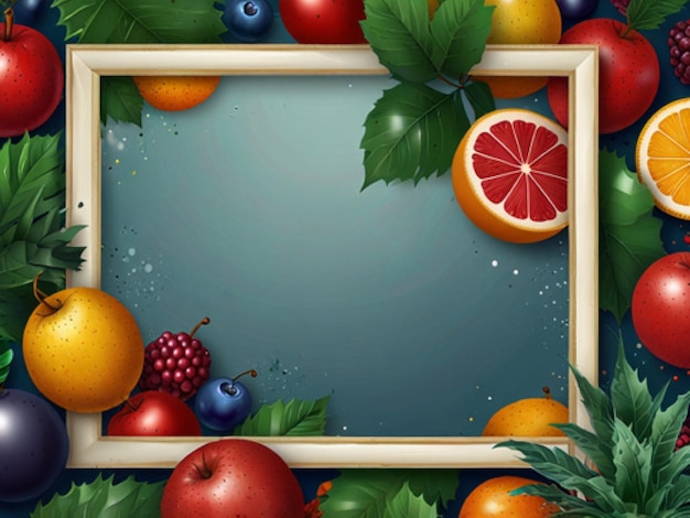 Photo a frame with fruits and a picture of berries and a frame with the words fruit on it