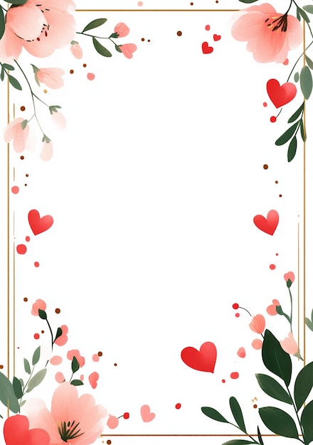 a frame with hearts and flowers on it