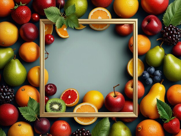 Photo a frame with a picture of fruit and a frame with a picture of a fruit on it