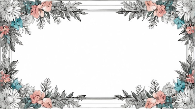 Photo a frame with pink flowers and a silver ribbon