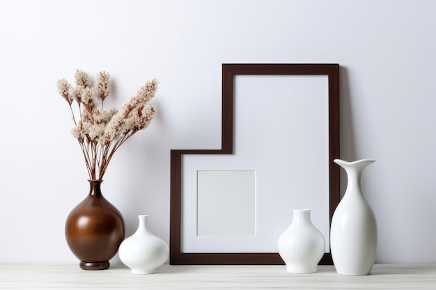 A frame with a vase and flowers on it