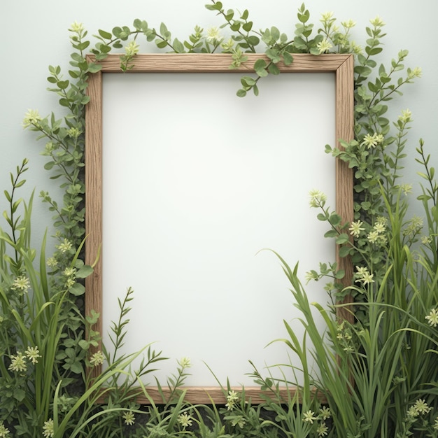 Photo a frame with a wooden frame that says  garden  on it