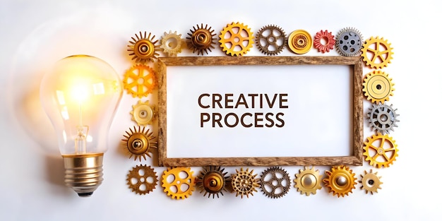 Photo a frame with the words creative process process process process process