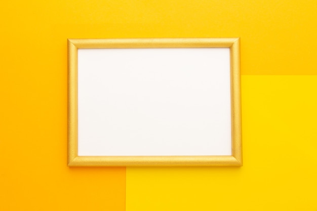 Frame on a yellow background. Copy space. View from above. High quality photo