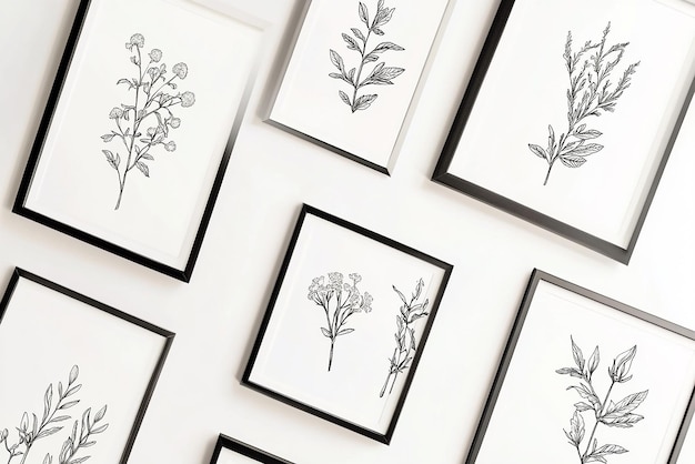 Photo framed line drawings featuring botanical bliss