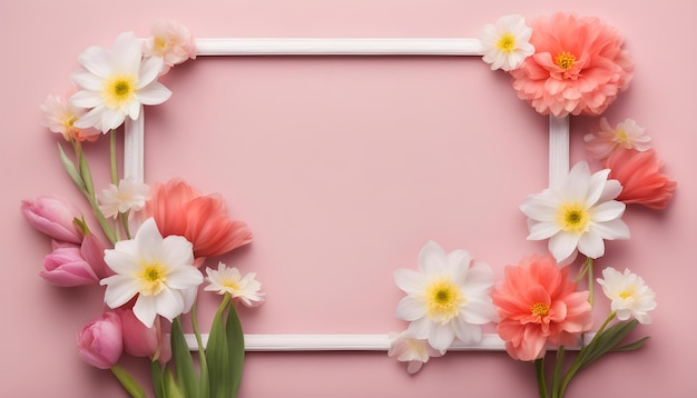 a framed picture of flowers and a frame with a pink and white flower