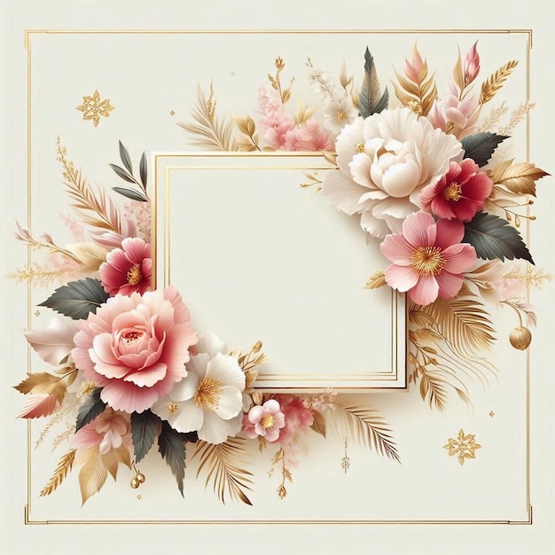 a framed picture of flowers and leaves with a frame that says spring