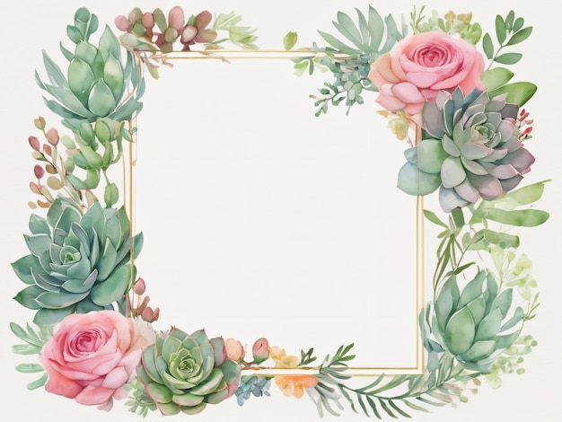 a framed picture of flowers and leaves with a gold frame