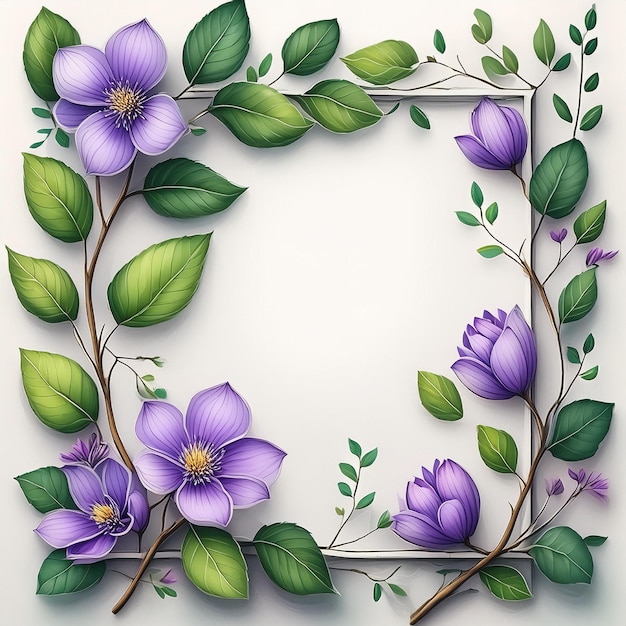 a framed picture of flowers and leaves