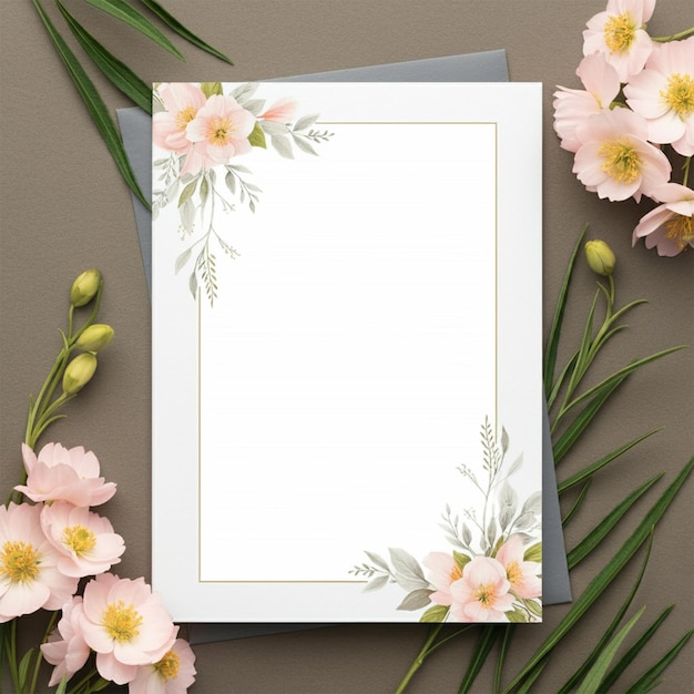 Photo a framed picture of flowers and a picture frame with a frame that says  spring