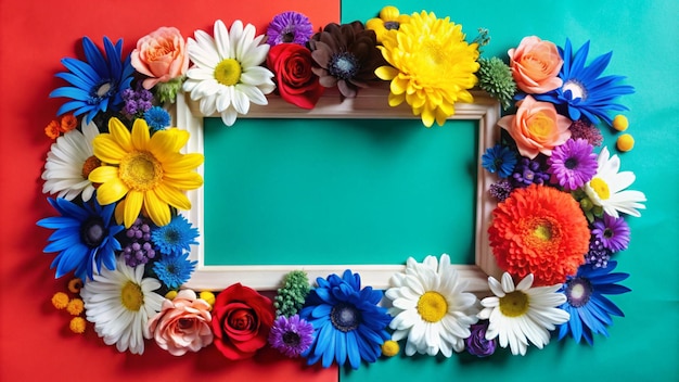 Photo a framed picture of flowers and a picture frame