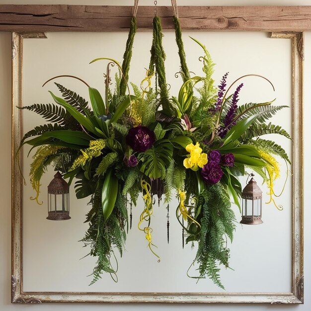 a framed picture of flowers and plants with a frame that says  flowers