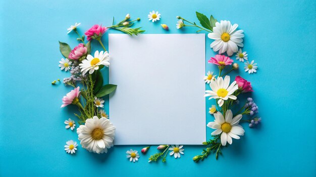 Photo a framed picture of flowers and a white card with a white frame