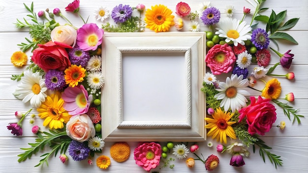 a framed picture of flowers and a white frame with a picture of a framed picture