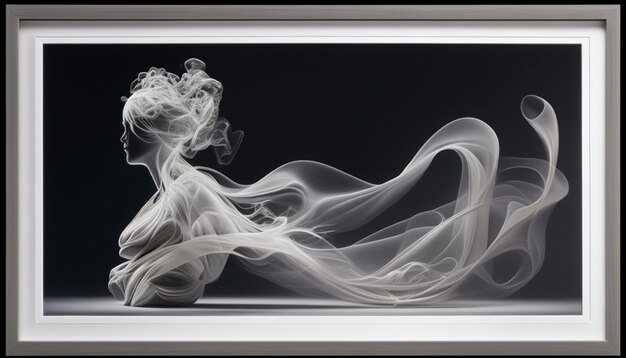 Photo a framed picture of a smoke and white smoke