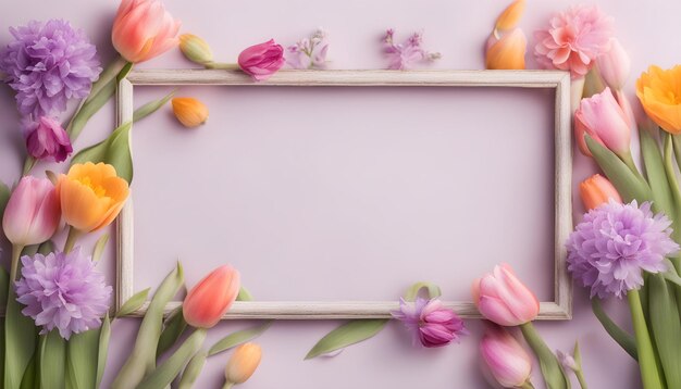 a framed picture of tulips and a wooden frame with a wooden frame that says spring