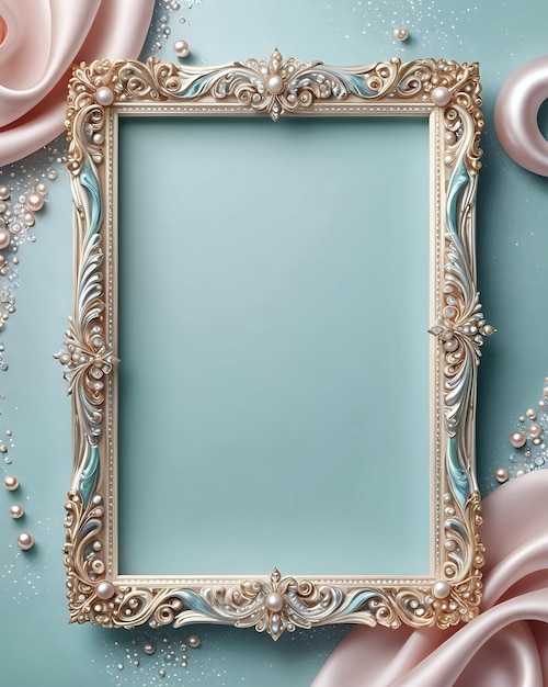 Photo a framed picture with gold trim and pearls