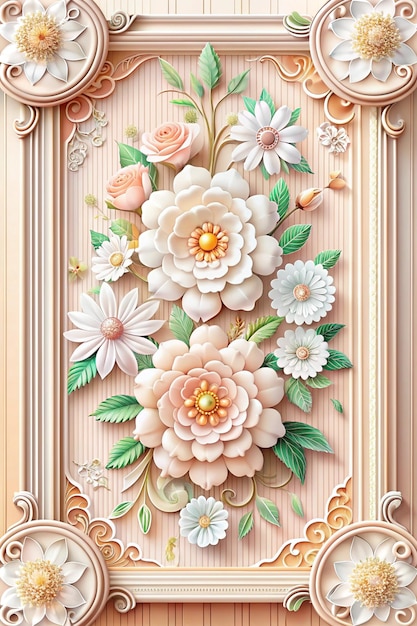 a framed piece of wood with flowers on it