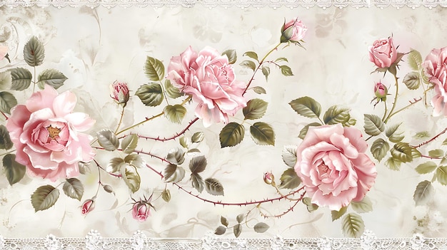 a framed print of roses with a white background