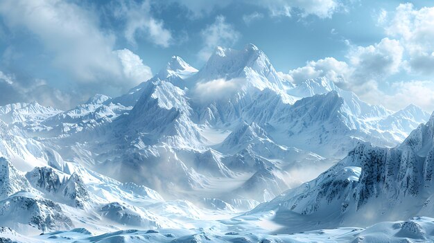 Framed Snowy Mountain Vista High Resolution Image of Majestic SnowCapped Peaks Capturing the Prist