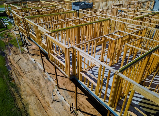 Framing beam of new house under construction home beam construction of apartment