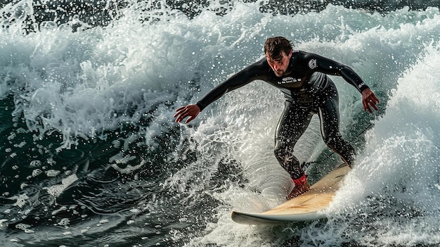 Photo framing the dynamic movements of surfers carving through the waves