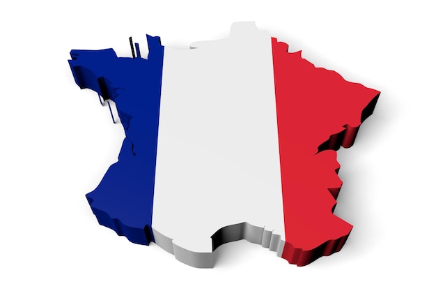 France country map and flag on white background