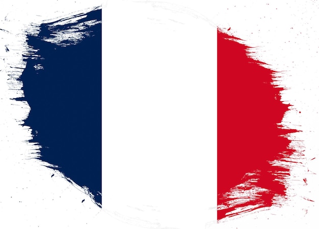 France flag on distressed grunge brush background