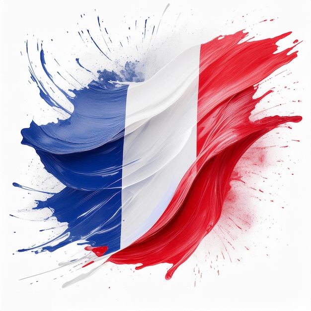 Photo france flag painted on white watercolor background