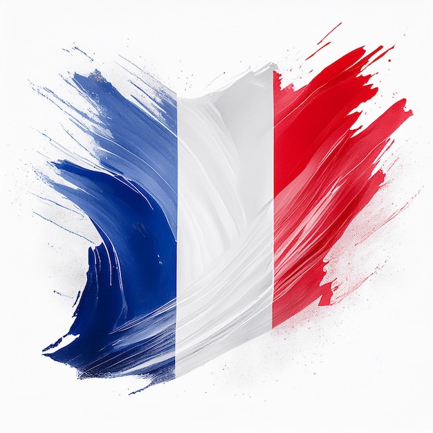 Photo france flag painted on white watercolor background