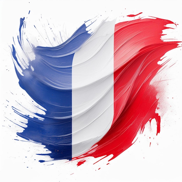 Photo france flag painted on white watercolor background