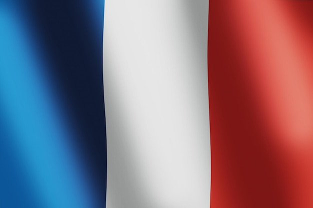 France national flag French tricolour flag featuring three vertical bands coloured blue white and red with smooth wind wave for banner or background National Symbol Waves ripples on flag