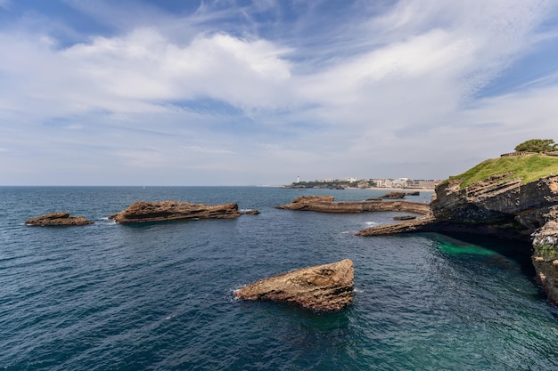 France shores of Biscay Bay are characterized by bizarre rock formations washed Biarritz