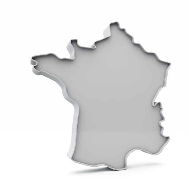 Photo france simple d map in white grey d rendering