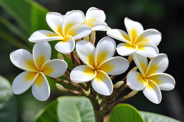 Frangipani Plumeria flower or Templetree flower blooming