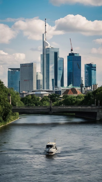 Photo frankfurt am main on a hot summer day