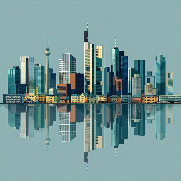 Frankfurt city flat vector skyline illustration