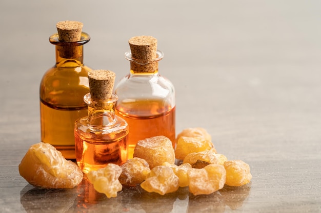 Frankincense or olibanum aromatic resin isolated on white background used in incense and perfumes