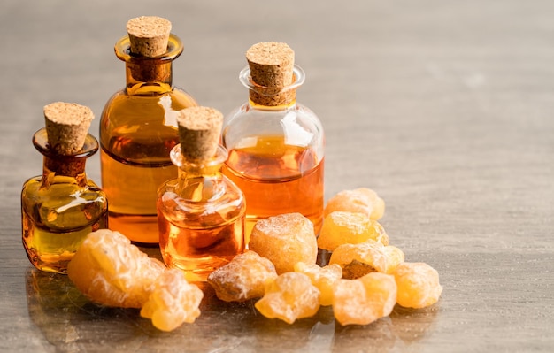 Frankincense or olibanum aromatic resin used in incense and perfumes