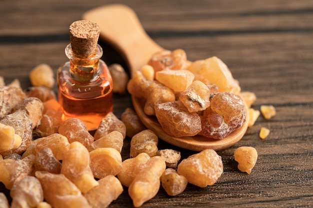 Photo frankincense or olibanum aromatic resin used in incense and perfumes