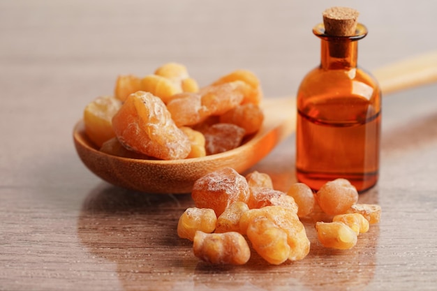 Frankincense or olibanum aromatic resin used in incense and perfumes