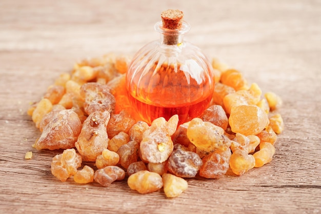 Frankincense or olibanum aromatic resin used in incense and perfumes