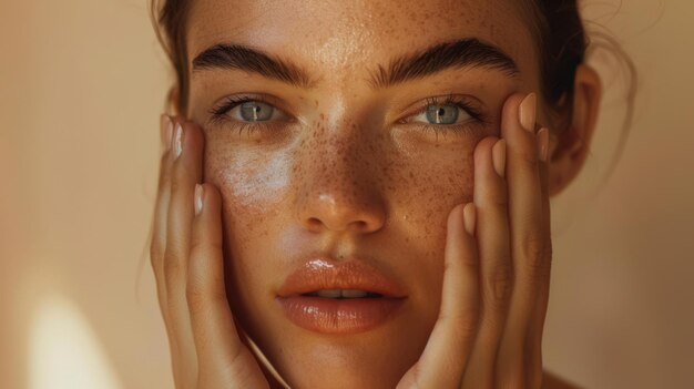 Photo the freckled womans face