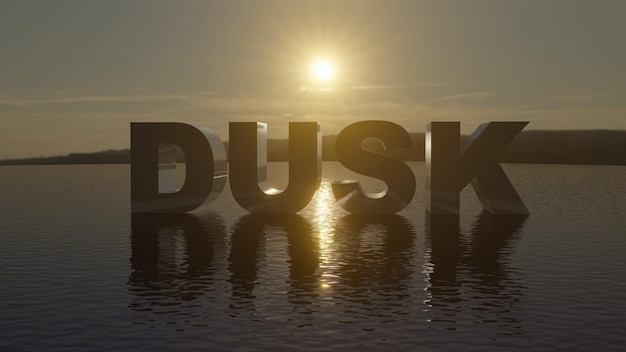 Free 3D render of dawn text on water