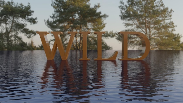 Free 3D render of Wild Word text on water