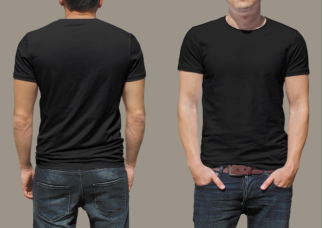 Free Black Men T Shirt Mockup Front And Back