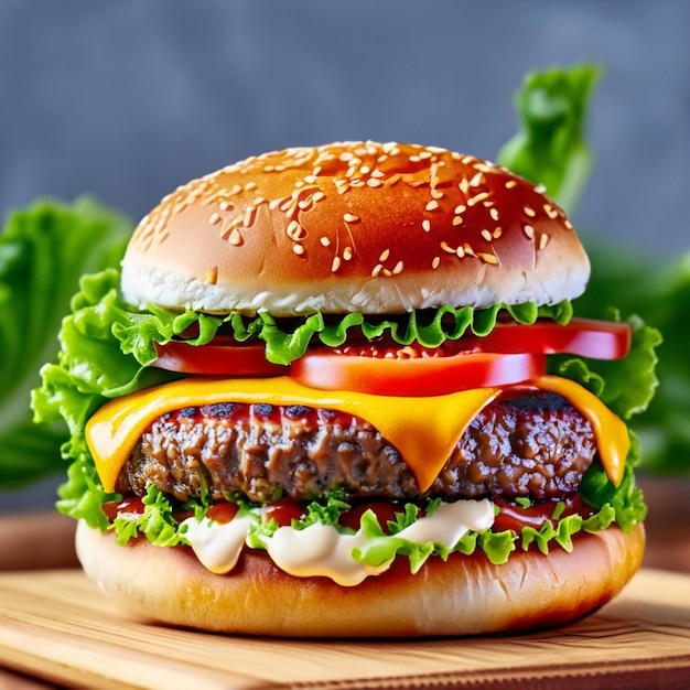 Free Burger Image Or Free photo delicious burger Ai Generate