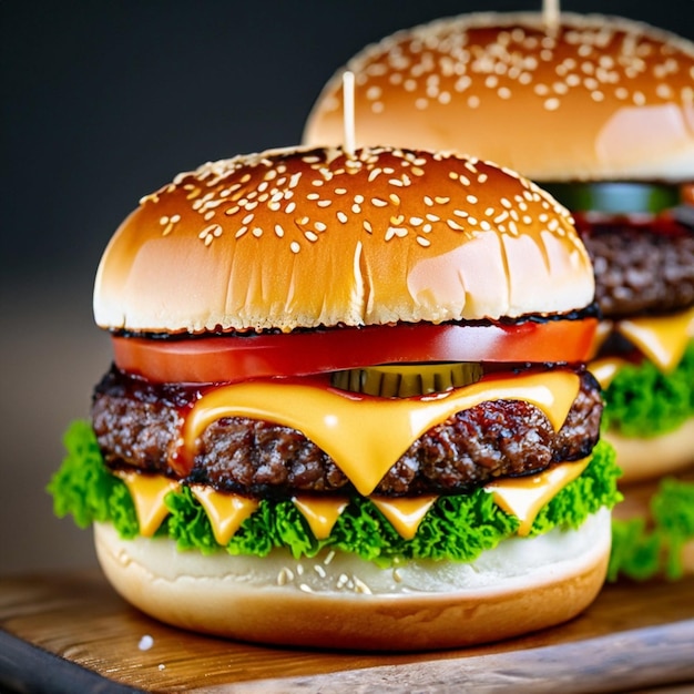 Free Burger Image Or Free photo delicious burger Ai Generate