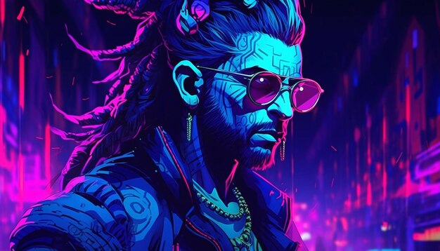 free cyberpunk neon men background