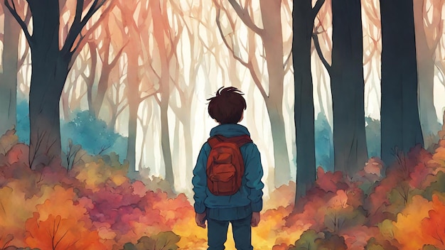 Free Desktop Wallpaper Boy lost in the forest dim colors